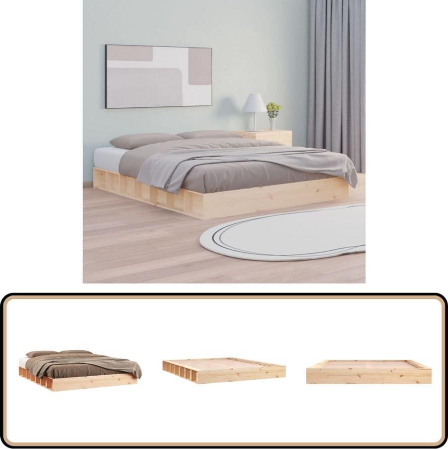 VidaXL Bedframe Massief Grenenhout 160x200 cm Massief Houten Bedframe Grenenhouten Bed Bedframe 160x200 Stabiel Bedframe Ruimtesparend Bedframe