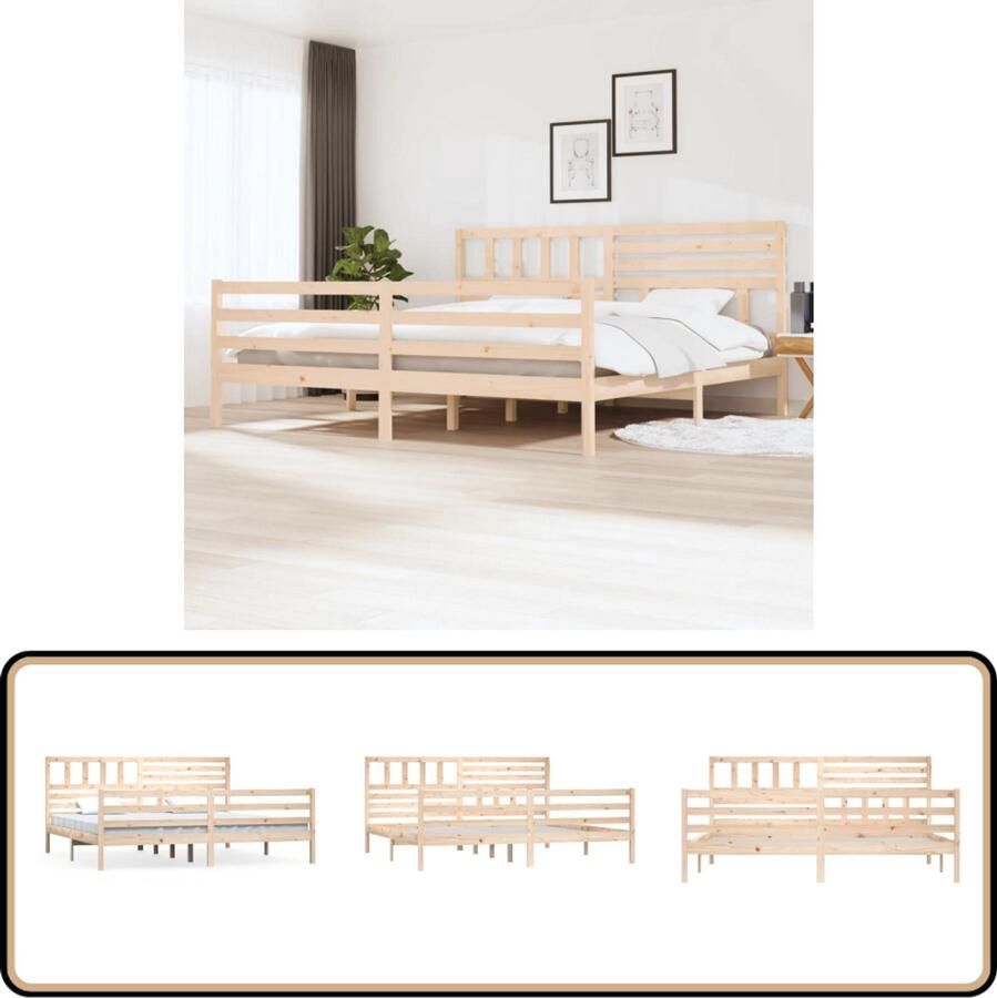 VidaXL Bedframe Massief Hout 200x200 cm Zonder Matras Massief Houten Bed Grenenhouten Bed Frame Tweepersoons Bed Boxspring Bed Modern Bed Landelijk Bed Slaapkamers