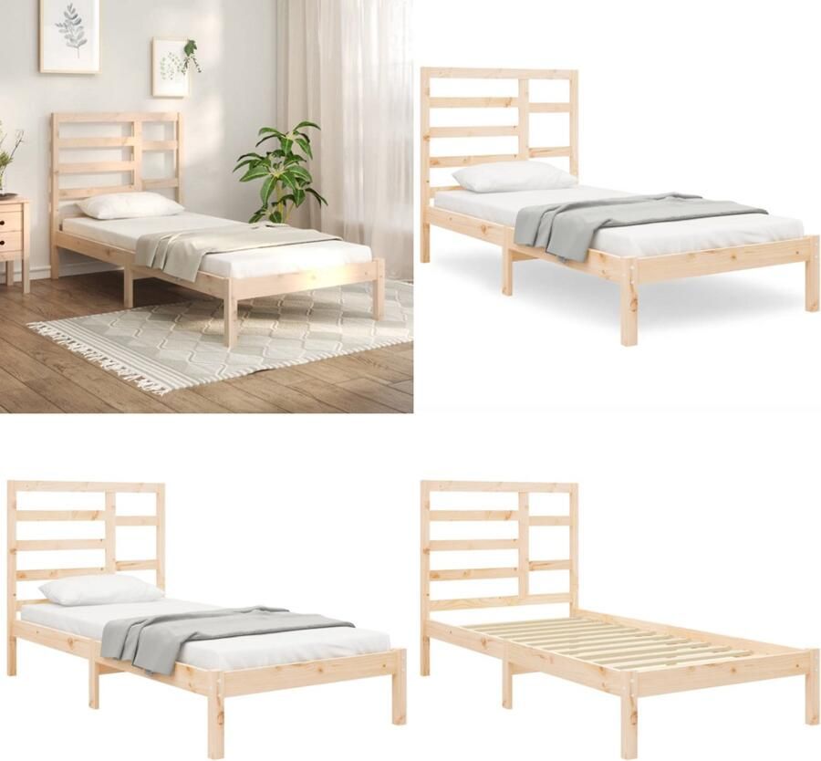 VidaXL Bedframe massief hout 75x190 cm Bedframe Bedframes Bed Bedbodem