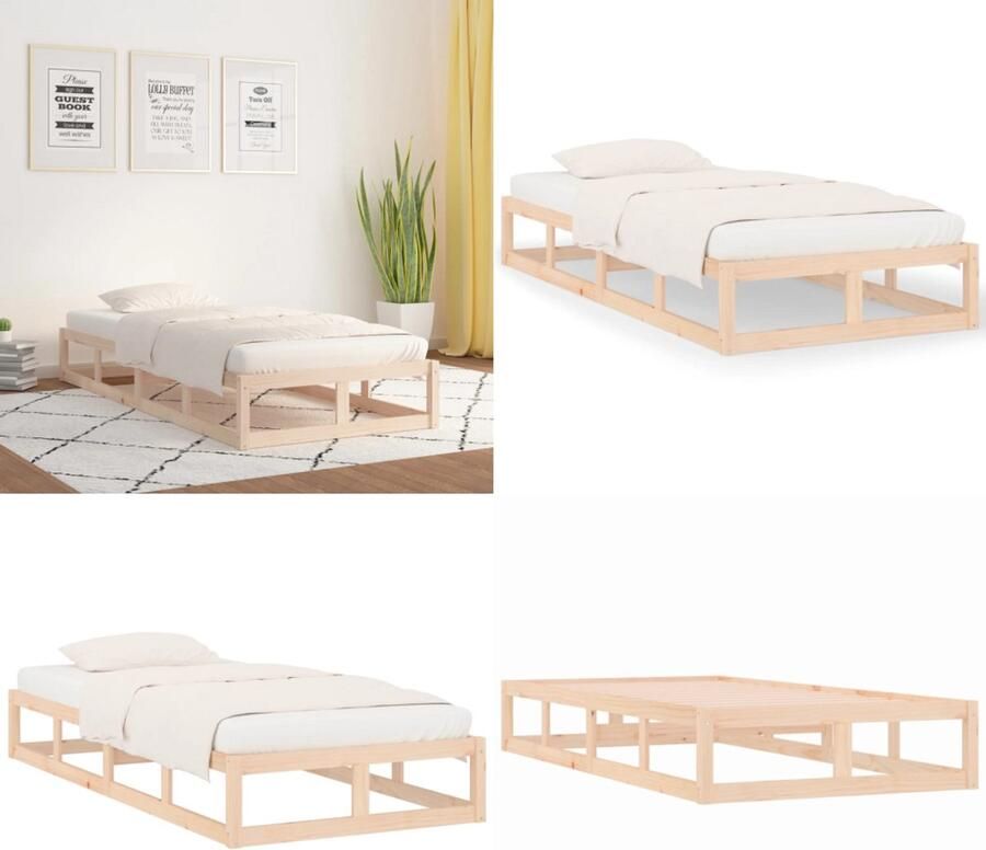 VidaXL Bedframe massief hout 75x190 cm Bedframe Bedframes Bed Bedbodem