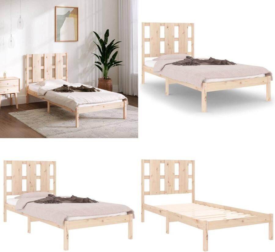 VidaXL Bedframe massief hout 75x190 cm Bedframe Bedframes Bed Bedbodem