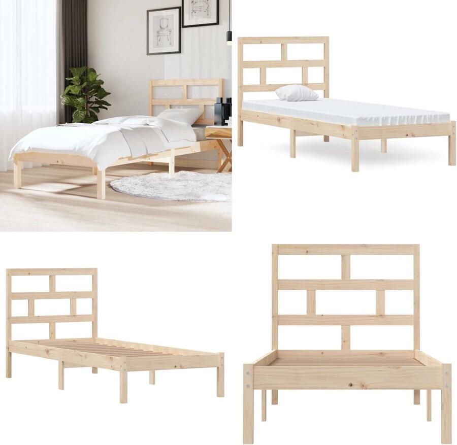 VidaXL Bedframe massief hout 75x190 cm Bedframe Bedframes Bed Bedbodem