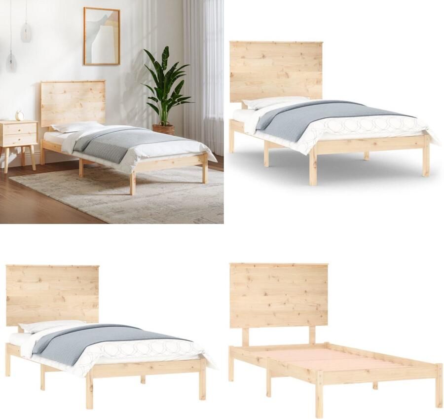 VidaXL Bedframe massief hout 75x190 cm Bedframe Bedframes Bed Bedbodem