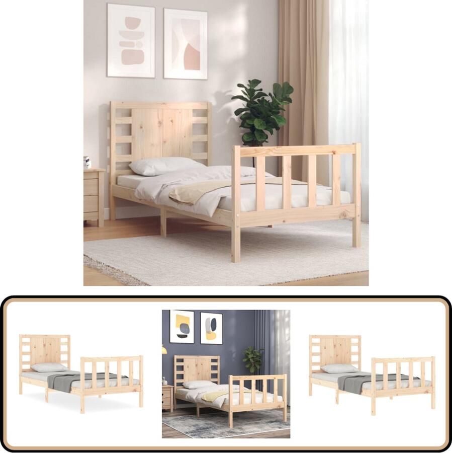 VidaXL Bedframe Massief Grenenhout 90x190 cm Massief Hout Bed Frame Grenenhouten Bed Tweepersoons Bed Bruine Bed Slaapkamer Meubels - Foto 2