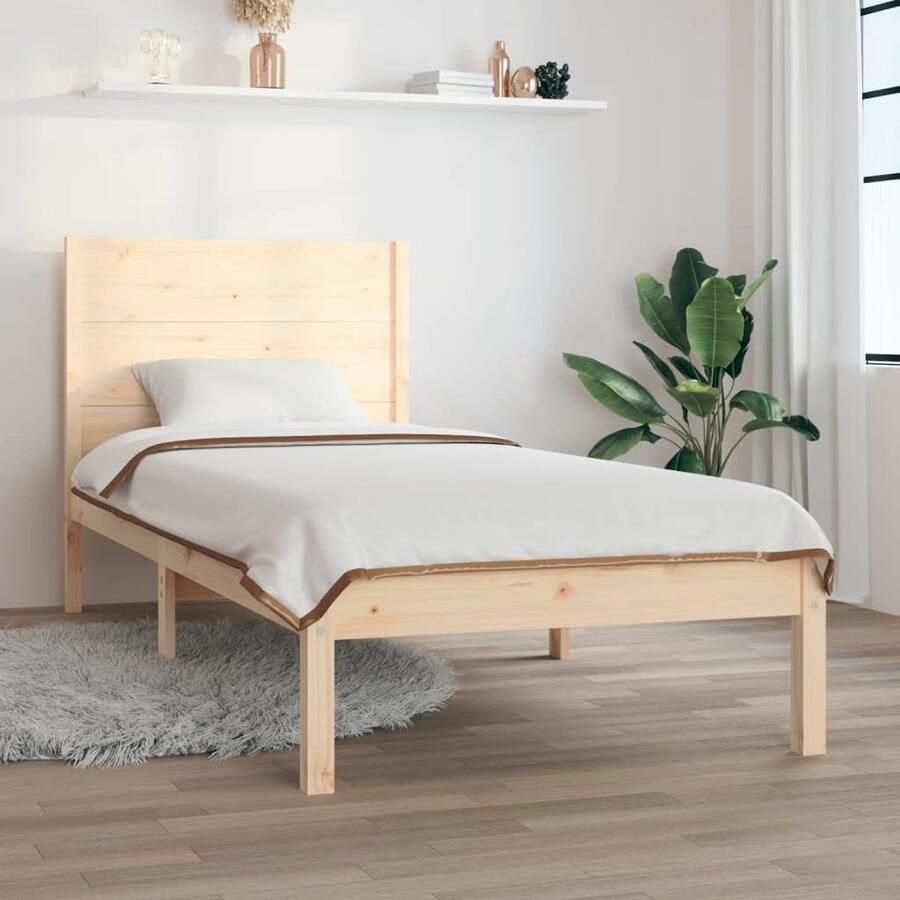 VidaXL Bedframe Massief Grenenhout 100x200 cm Klassieke Bed Frame Houten Bed Grenenhouten Bed Enkelpersoonlig Bed Tweepersoons Bed Slaapcomfort Bedsteun Hoofdeinde Lattenbodem - Foto 2