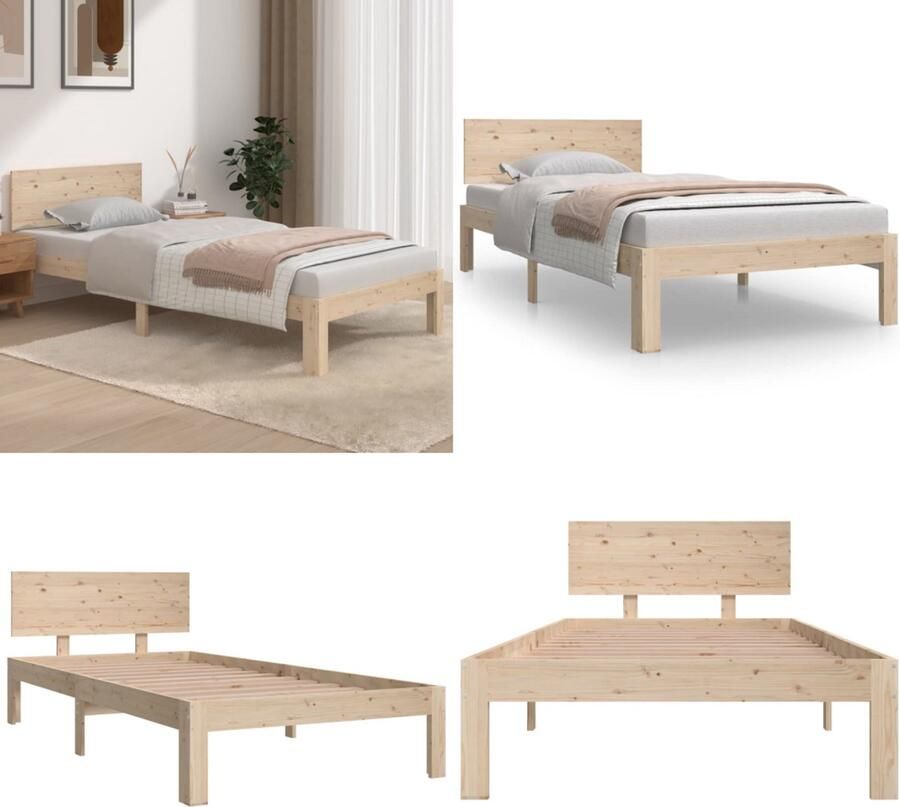VidaXL Bedframe massief hout 90x190 cm Bedframe Bedframes Bed Bedbodem