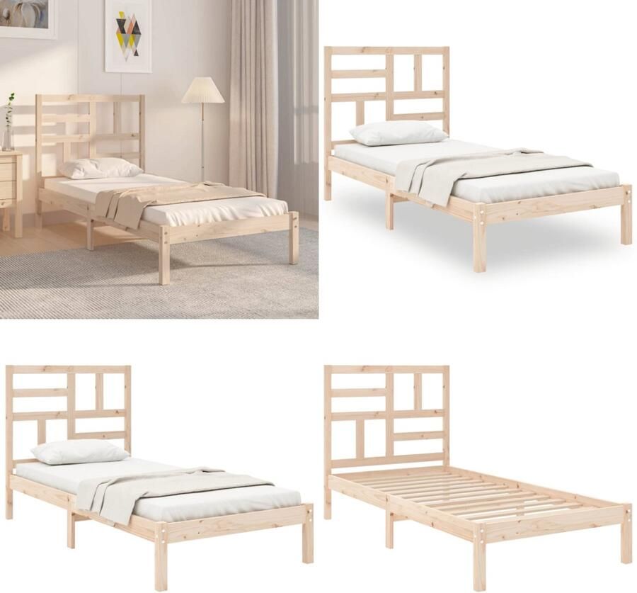 VidaXL Bedframe massief hout 90x190 cm Bedframe Bedframes Bed Bedbodem