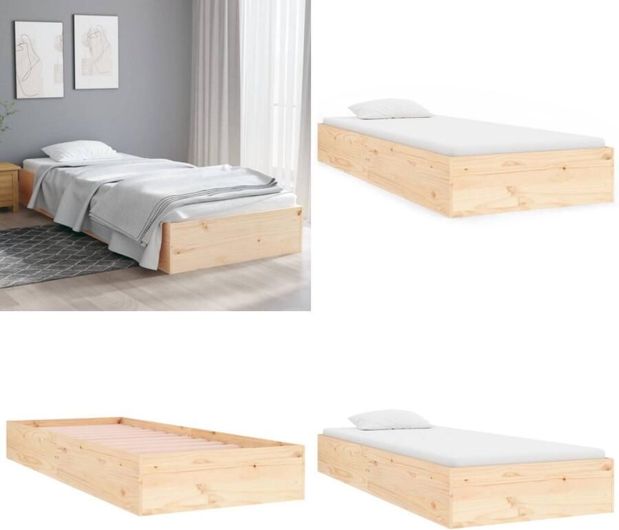 VidaXL Bedframe massief hout 90x190 cm Bedframe Bedframes Bed Bedbodem