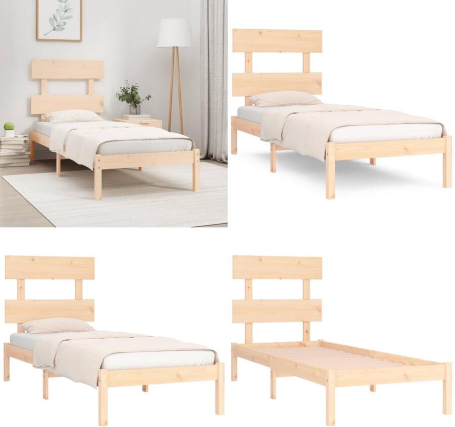 VidaXL Bedframe massief hout 90x190 cm 3FT6 Single Bedframe Bedframes Eenpersoonsbed Bed
