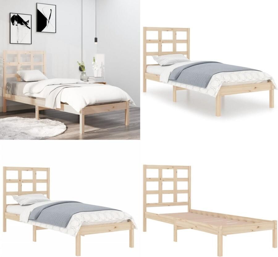 VidaXL Bedframe massief hout 90x190 cm 3FT Single Bedframe Bedframes Eenpersoonsbed Bed
