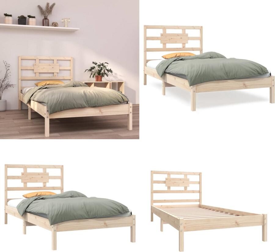 VidaXL Bedframe massief hout 90x190 cm 3FT Single Bedframe Bedframes Eenpersoonsbed Bed - Foto 5