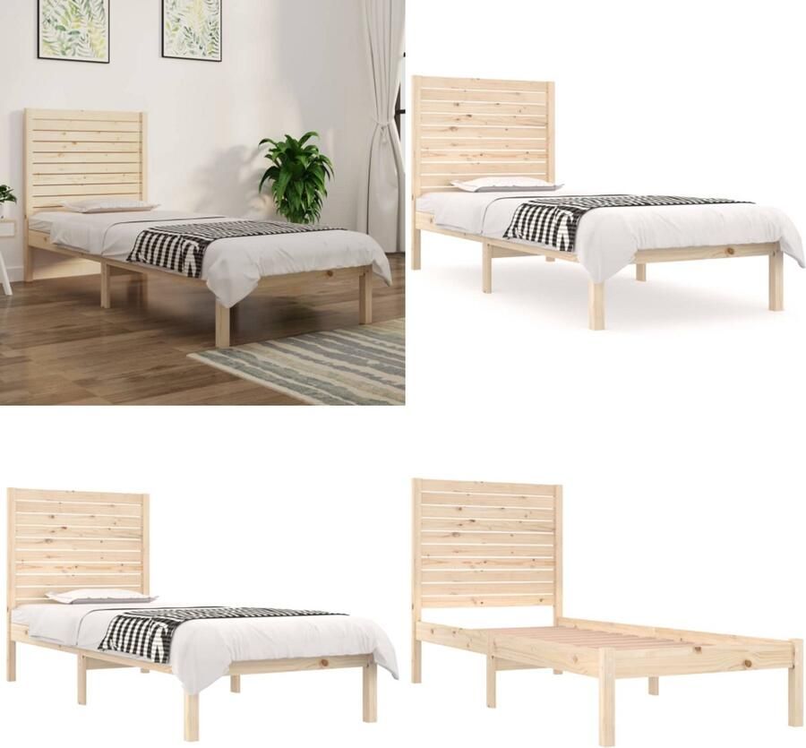 VidaXL Bedframe massief hout 90x190 cm Bedframe Bedframes Eenpersoonsbed Bed