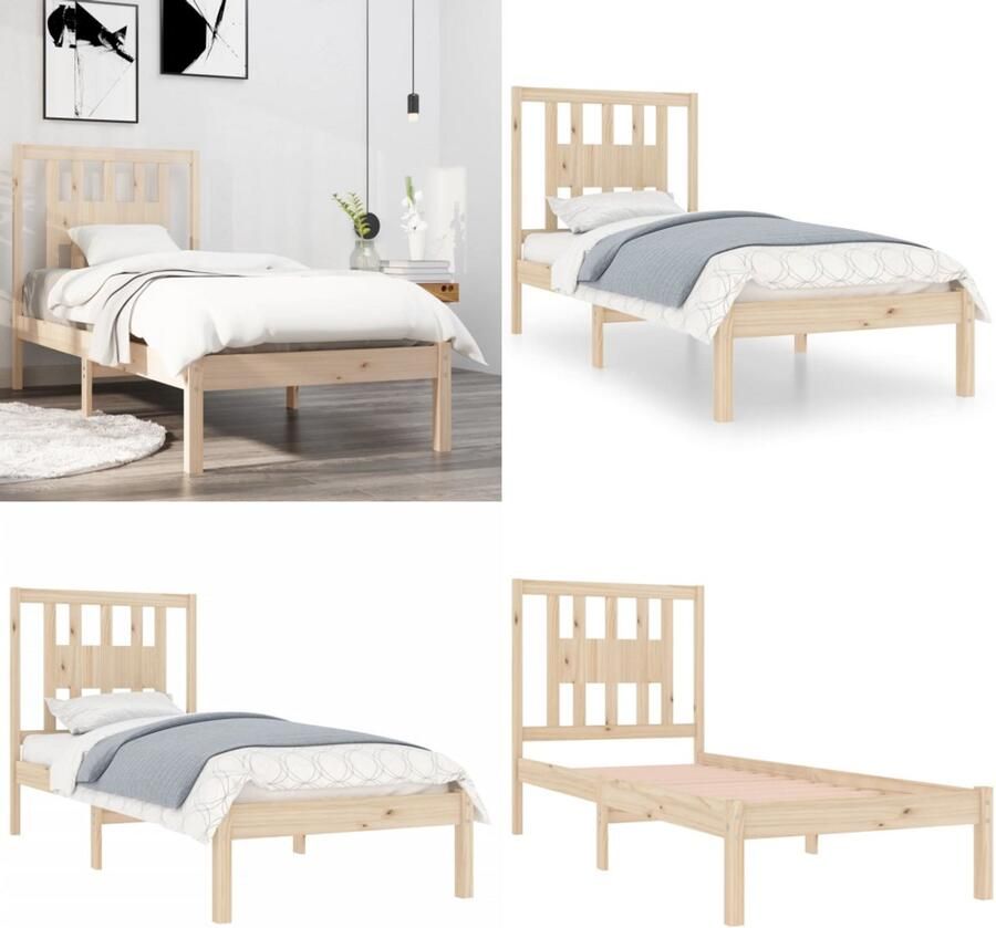 VidaXL Bedframe massief hout 90x190 cm 3FT Single Bedframe Bedframes Eenpersoonsbed Bed - Foto 2