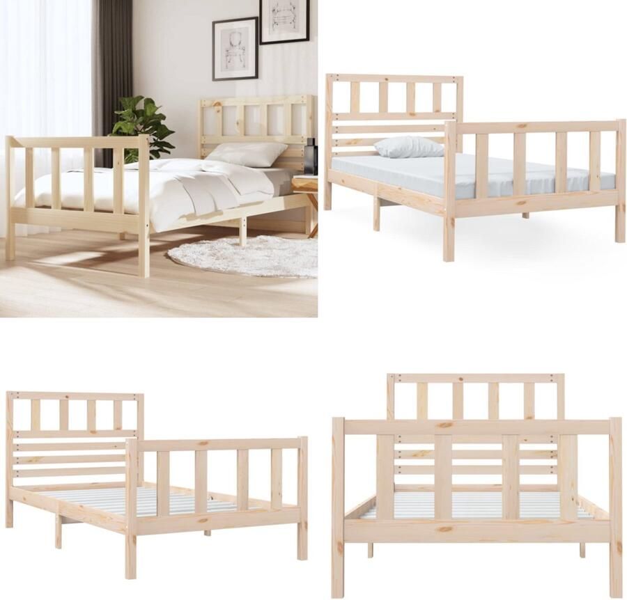 VidaXL Bedframe massief hout 90x190 cm Bedframe Bedframes Eenpersoonsbed Bed