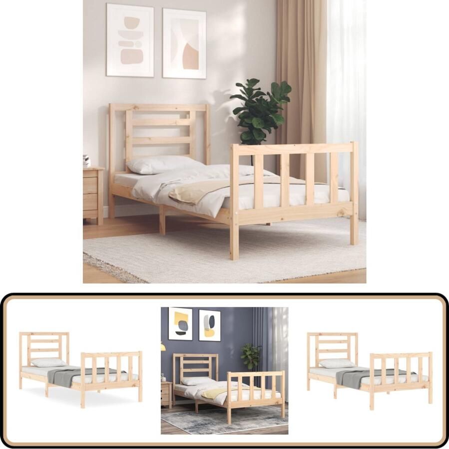 VidaXL Bedframe Massief Hout 90x190 cm Grenen Massief Hout Bed Grenenhout Bed Slaapcomfort Tweepersoons Bed Enkel Bed Houten Bed Frame Rustic Bed Vintage Bed Slaapkamersdecoratie