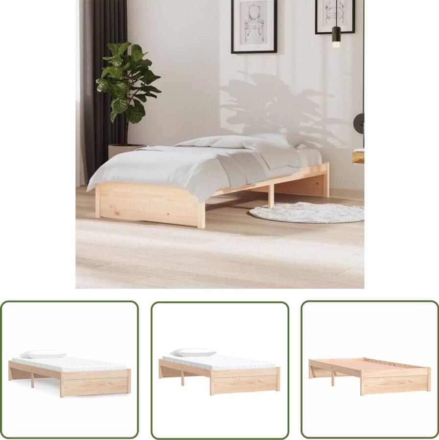 VidaXL Bedframe Massief Hout 90x190 cm Houten Bedframe Enkelbed Massief Grenenhout Rustic Style Modern Bedroom Furniture Compact Bed Stapelbare Bedden