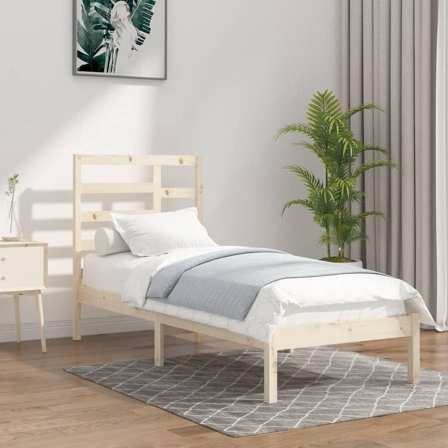 VidaXL Bedframe Massief Hout 90x190 cm Houten Bedframe Enkelbed Massief Hout Stapelbaar Bed Modern Design Minimalistisch Bed Klein Bed Budgetvriendelijk Bed - Foto 2