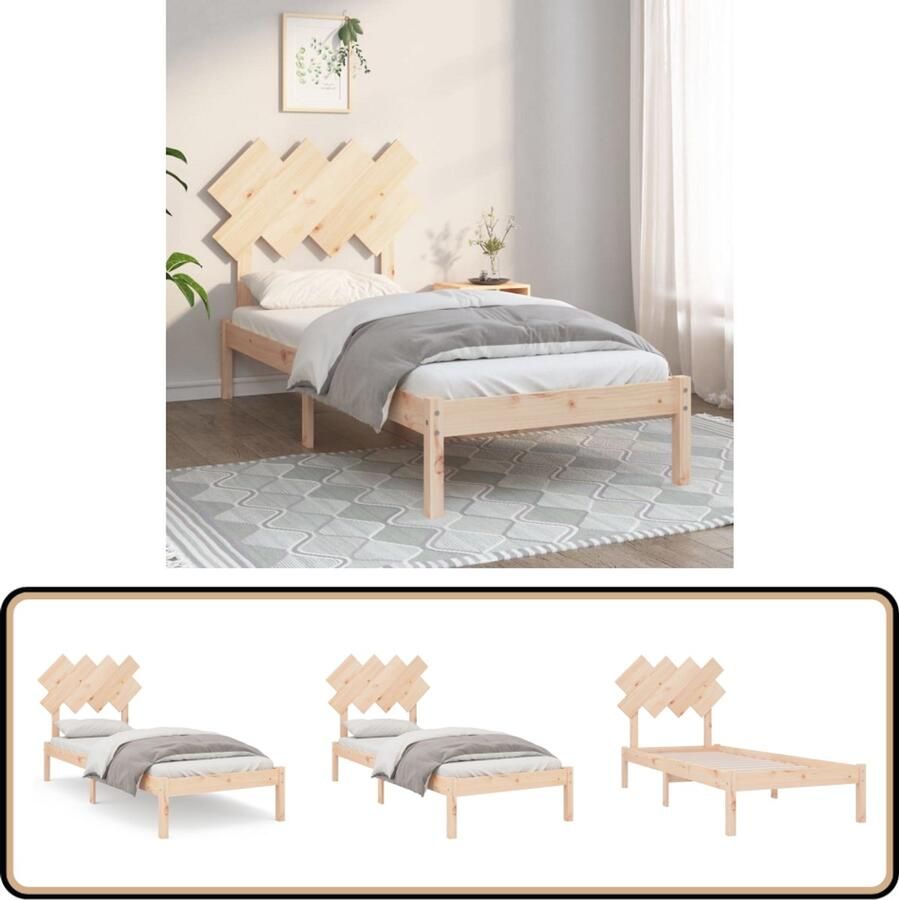 VidaXL Bedframe Massief Hout 90x200 cm Grenen Houten Bed Frame Massief Grenenhout Bedframe 90x200 Tweepersoon Bed Modern Bed Frame Bed Frame Bruin