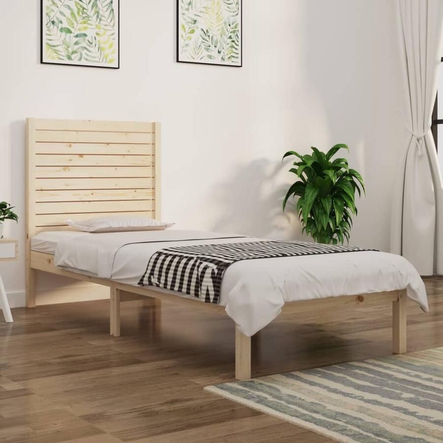 VidaXL Bedframe massief hout 90x190 cm Grenen Houten Bedframe Enkel Bed Massief Grenenhout Rustic Bed Bedhead Comfortabel Bed Slaapcomfort - Foto 2
