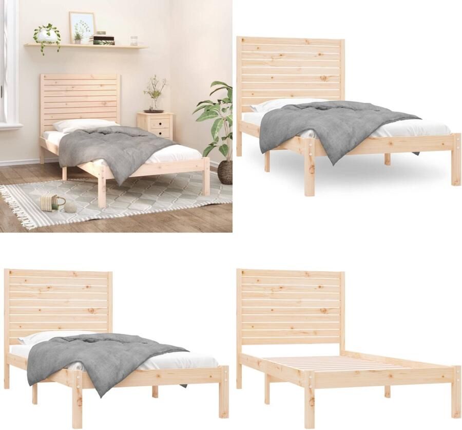 VidaXL Bedframe massief hout 90x200 cm Bedframe Bedframes Eenpersoonsbed Bed