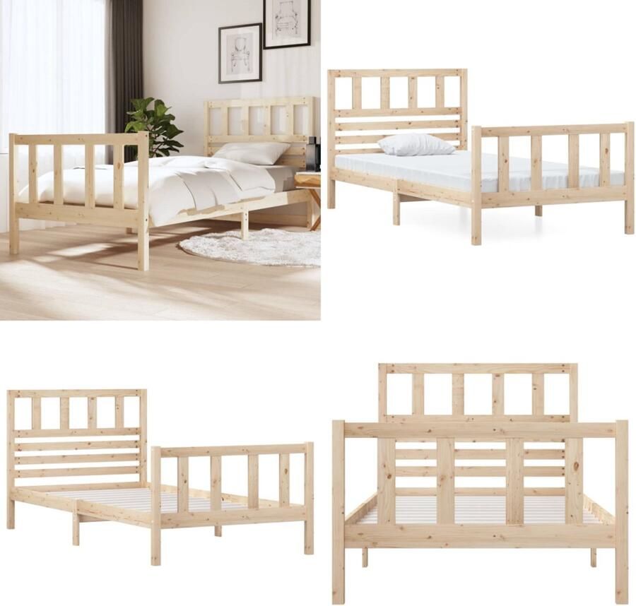 VidaXL Bedframe massief hout 90x200 cm Bedframe Bedframes Eenpersoonsbed Bed