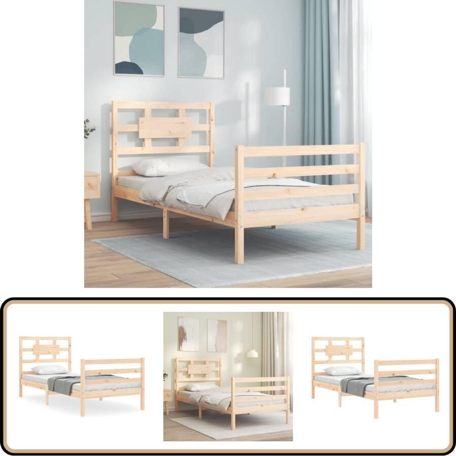 VidaXL Bedframe Massief Hout 90x200 cm Grenen Massief Hout Bed Frame Grenenhouten Bed Single Bed Tweepersoons Bed Houten Bed