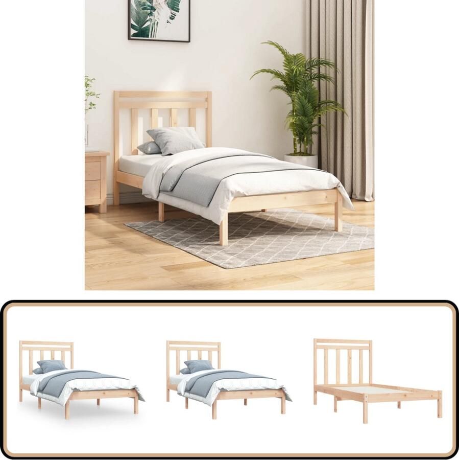 VidaXL Bedframe Massief Hout 90x200 cm Grenenhout Klassieke Bedframe Massief Grenenhout Houten Bed Bedframe Bruin Enkelpersoonsbed Tweepersoonsbed
