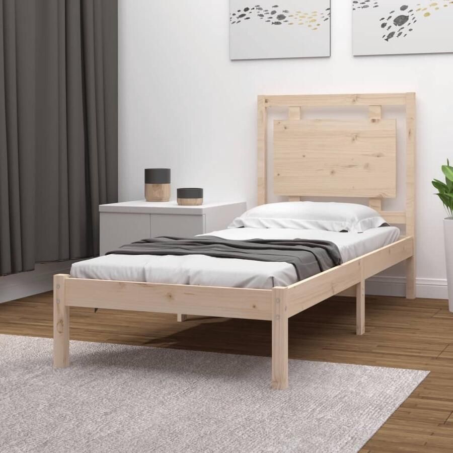 VidaXL Bedframe Massief Hout 90x200 cm Houten Bed Frame Massief Grenenhout Bed Frame 90x200 Tweepersoons Bed Boxspring Bed Slatted Frame Wooden Bed - Foto 2