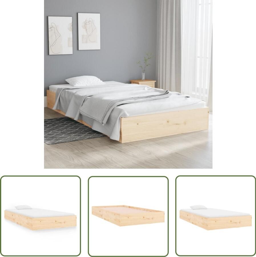 VidaXL Bedframe Massief Hout 90x200 cm Houten Bedframe Massief Grenenhout Eenpersoonsbed Bed 90x200 Modern Design Stabiel Bedframe Rustieke Uitstraling
