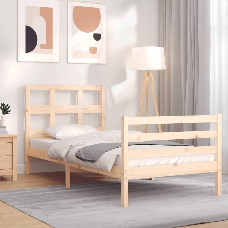 VidaXL Bedframe Massief Hout 90x200 cm Massief Grenenhouten Bed Frame Grenenhout Bed Houten Bed Tweepersoons Bed Boxspring Bed Met Lattenbodem Slaapcomfort Bedroom Furniture - Foto 2