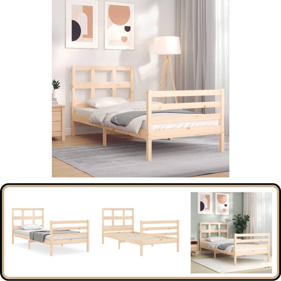 VidaXL Bedframe Massief Hout 90x200 cm Massief Grenenhouten Bed Frame Grenenhout Bed Houten Bed Tweepersoons Bed Boxspring Bed Met Lattenbodem Slaapcomfort Bedroom Furniture