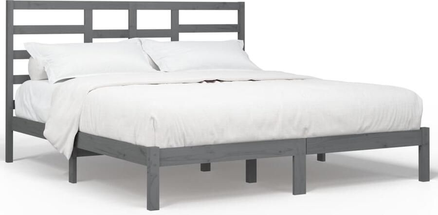 VidaXL -Bedframe-massief-hout-grijs-200x200-cm - Foto 6