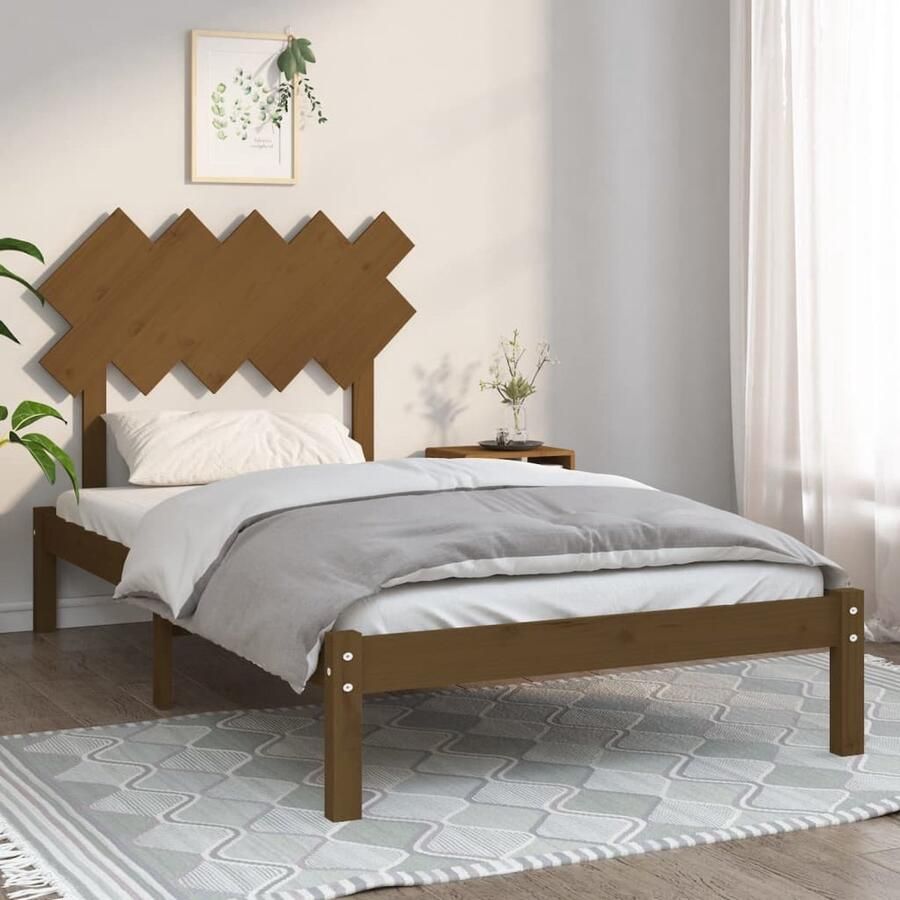 VidaXL Bedframe Massief Hout Honingbruin 100x200 cm Massief Hout Bed Grenenhout Bed Honigbruin Bed Tweepersoons Bed Boxspring Bed Frame Bedbank - Foto 2