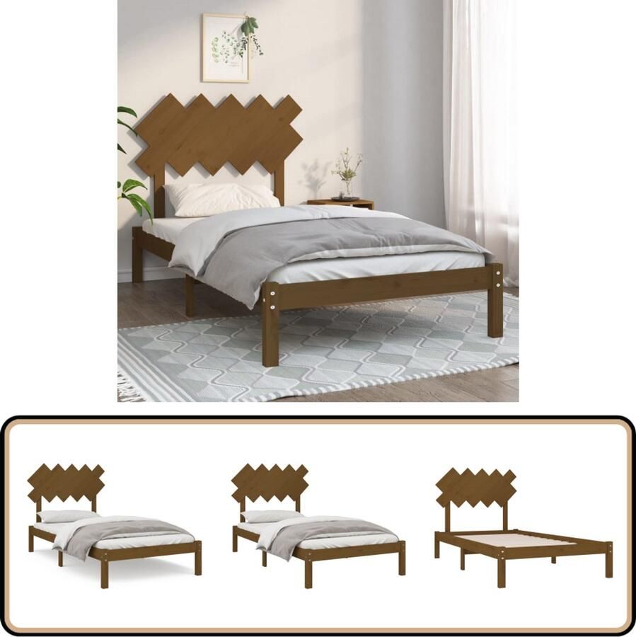 VidaXL Bedframe Massief Hout Honingbruin 100x200 cm Massief Hout Bed Grenenhout Bed Honigbruin Bed Tweepersoons Bed Boxspring Bed Frame Bedbank