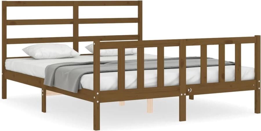 VidaXL Bedframe Massief Hout Honingbruin 150x200 cm Massief Grenenhouten Bed Frame Honingbruin Bed King Size Bed Boxspring Bed Slaapcomfort Bedroom Furniture - Foto 2
