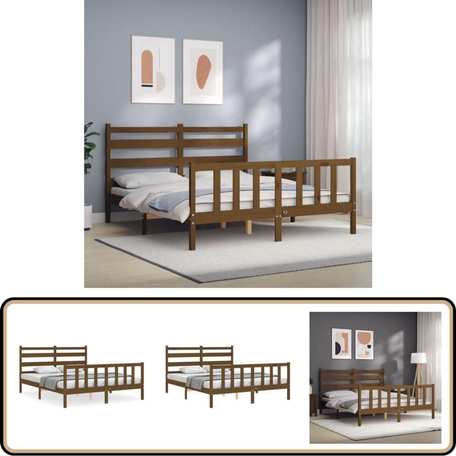 VidaXL Bedframe Massief Hout Honingbruin 150x200 cm Massief Hout Bed Frame Grenenhout Bed Honigbruin Bed King Size Bed Boxspring Bed Bedroom Furniture
