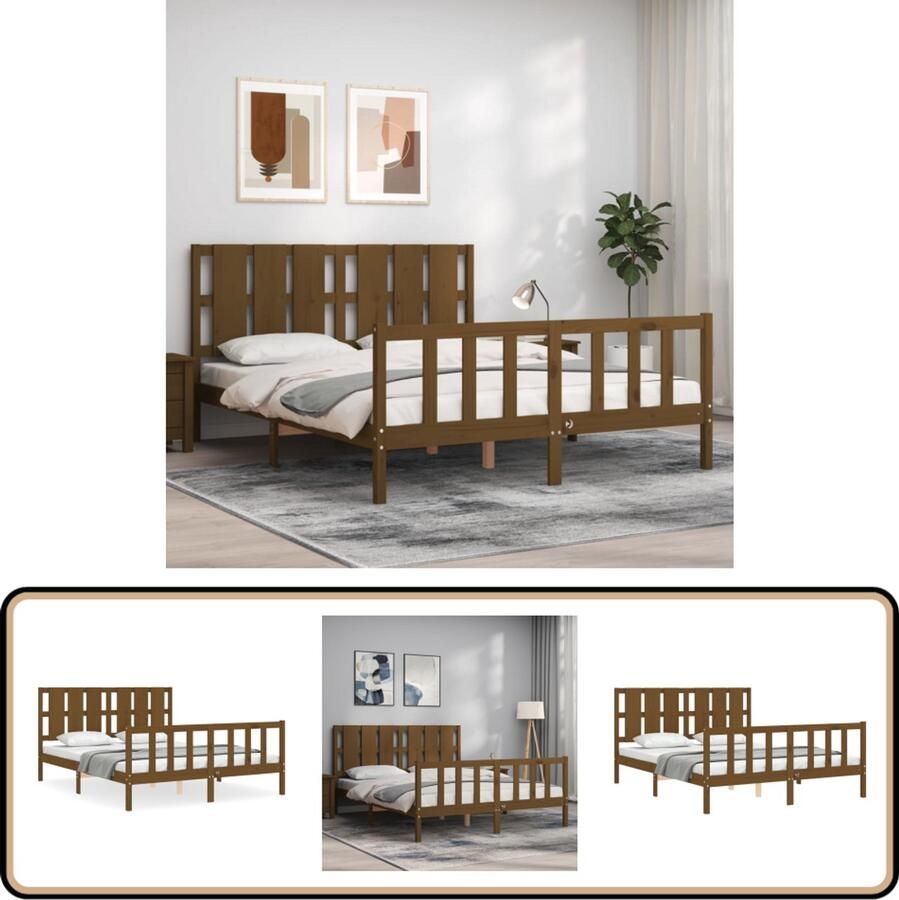 VidaXL Bedframe Massief Hout Honingbruin 150x200 cm Massief Houten Bed Grenenhouten Bed Honigbruin Bed King Size Bed Tweepersoonsbed Boxspring Bed Slaapcomfort