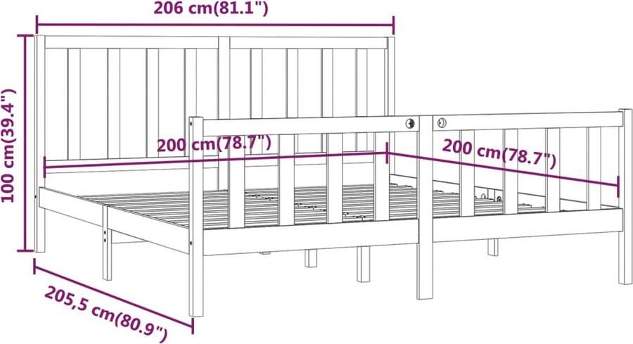 VidaXL -Bedframe-massief-grenenhout-200x200-cm - Foto 2
