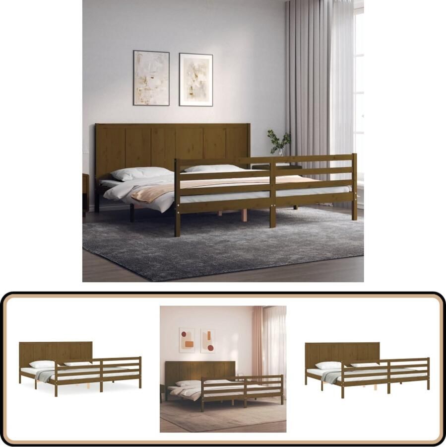 VidaXL Bedframe Massief Hout Honingbruin 200x200 cm Massief Hout Bed Frame Grenenhouten Bed Honigbruin Bed Boxspring Bed King Size Bed Twee Persoons Bed Stapelbare Bedden