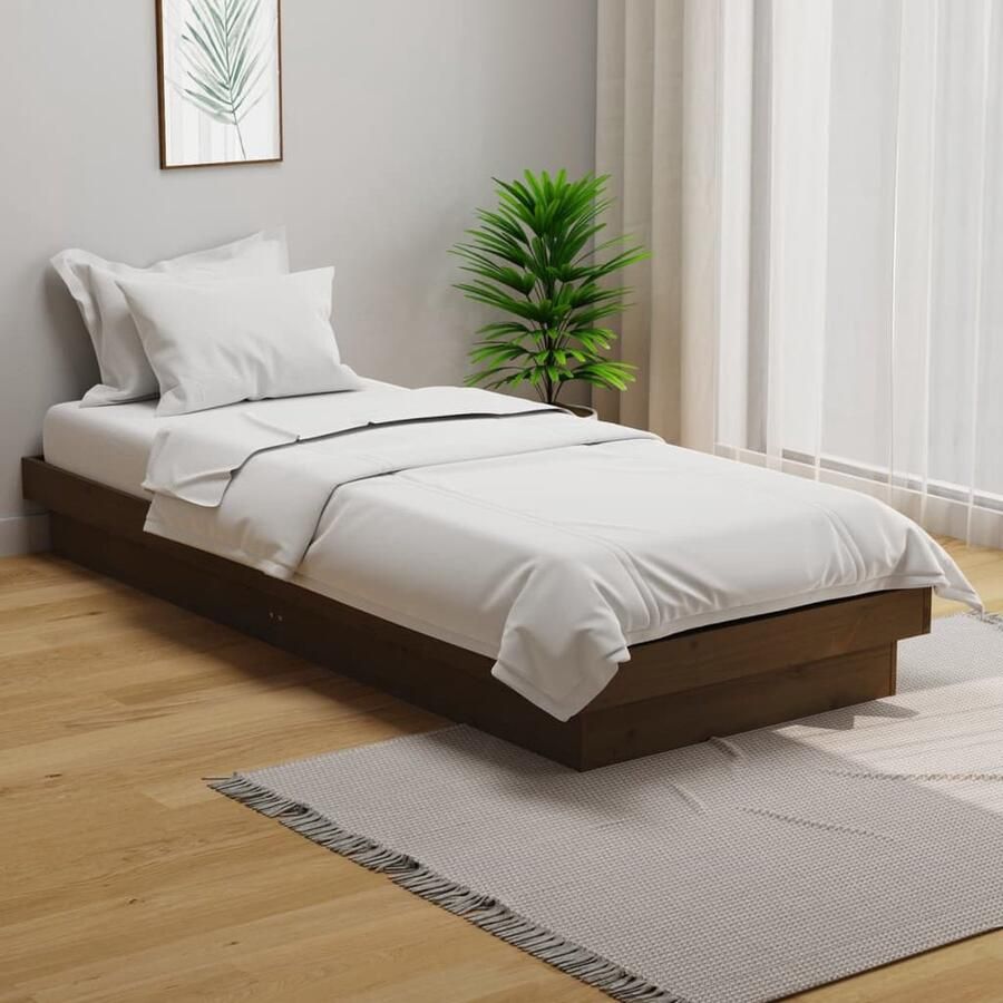 VidaXL Bedframe Massief Hout Honingbruin 75x190 cm Houten Bed Frame Massief Grenenhout Bed Honigbruin Bed Enkel Bed Klein Tweepersoonsbed Rustic Bed Vintage Bed Landelijk Bed Comfortabel Bed - Foto 2