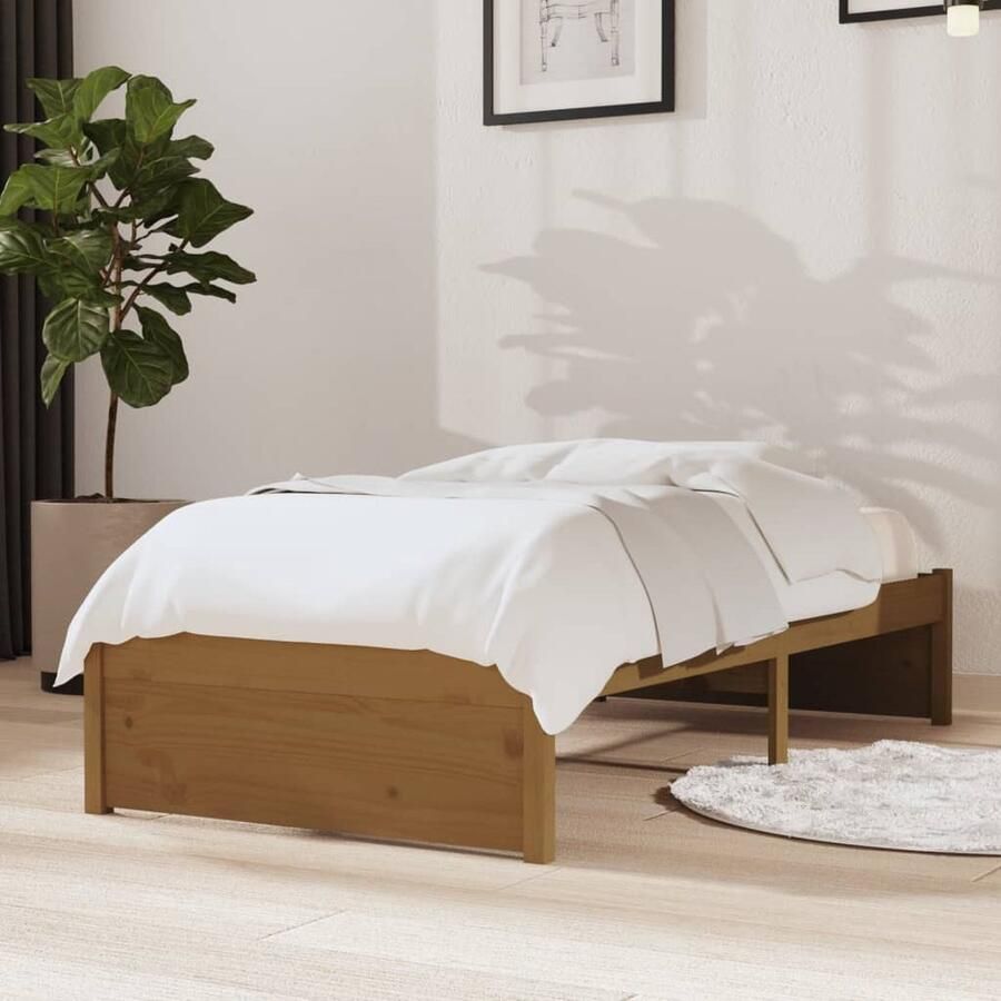 VidaXL Bedframe Massief Hout Honingbruin 75x190 cm Houten Bedframe Enkelbed Massief Grenenhout Honigbruin Stabiel Bedframe Lattenbodem Klein Bed Kamerdecoratie - Foto 2