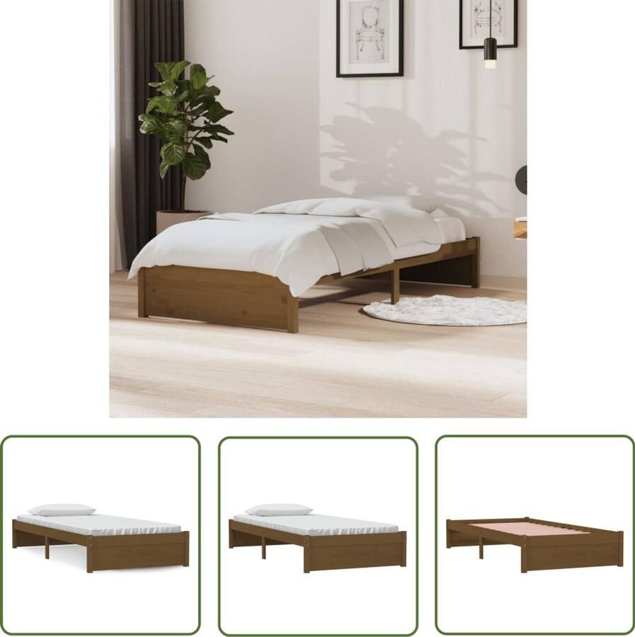 VidaXL Bedframe Massief hout Honingbruin 90x190 cm Houten Bedframe Modern Bed Eenpersoonsbed Massief Grenenhout Bedframe Kopen Bed Online Bestellen Kamerdecoratie