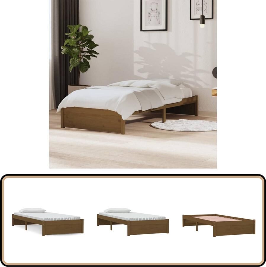 VidaXL -Bedframe-massief-hout-honingbruin-90x190-cm-3FT-Single - Foto 2