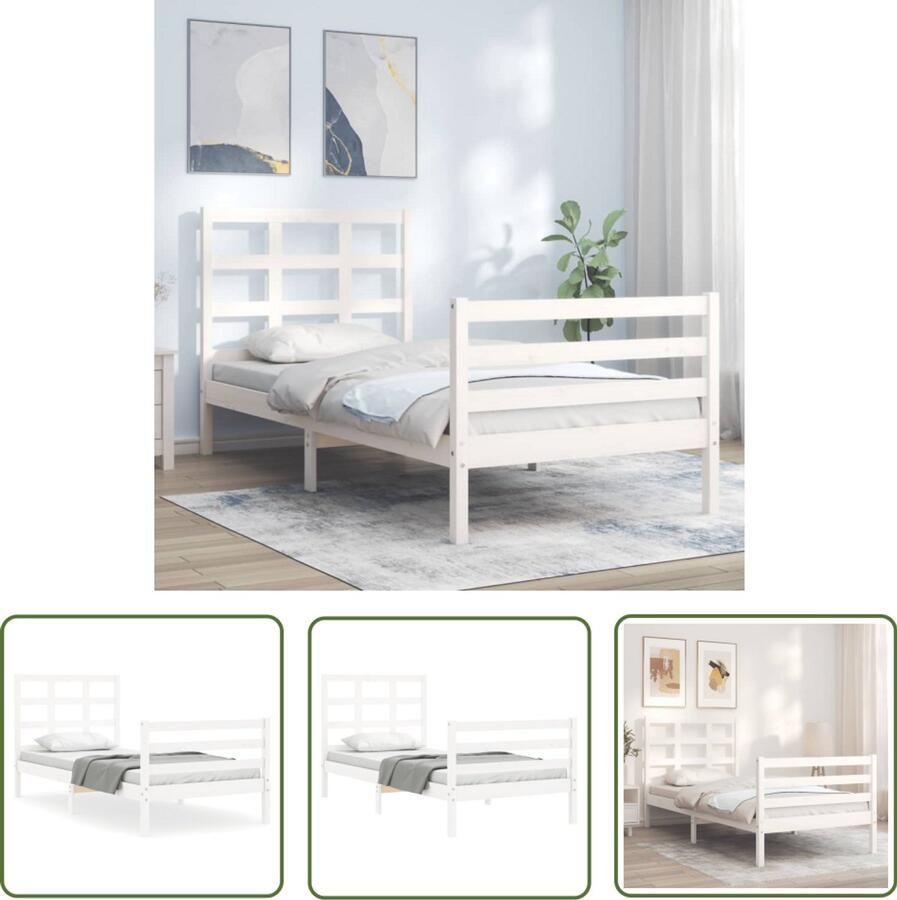 VidaXL Bedframe Massief Hout Wit 100x200 cm Massief Houten Bed Frame Wit Bed Frame Tweepersoons Bed Frame Kopen Slaapkamer Meubels