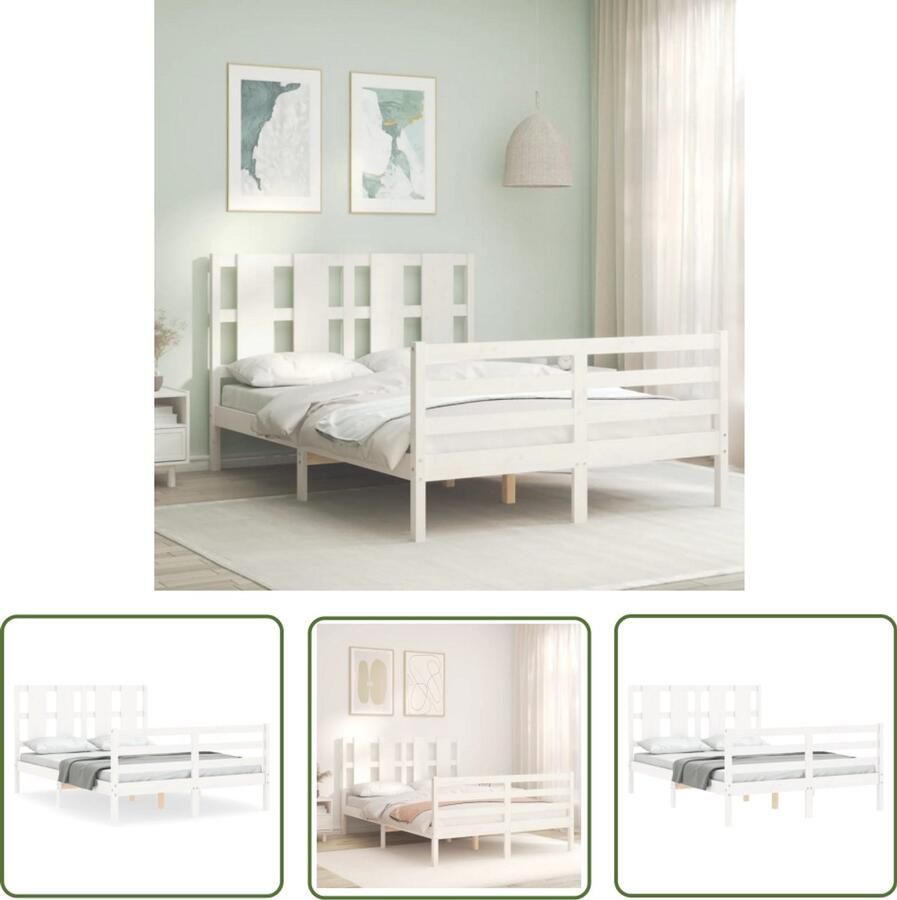 VidaXL Bedframe Massief Hout Wit 120x190cm Massief Houten Bed Frame Tweepersoons Bed Wit Bed Frame Kopen Slaapkamer Meubels