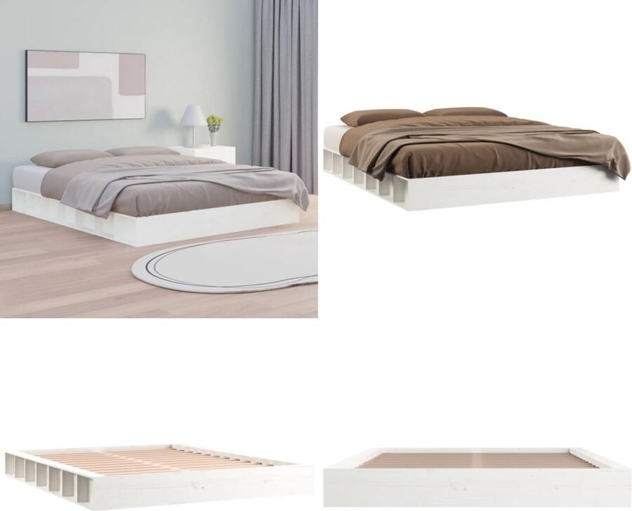 VidaXL Bedframe massief hout wit 120x200 cm Bedframe Bedframes Bed Bedbodem
