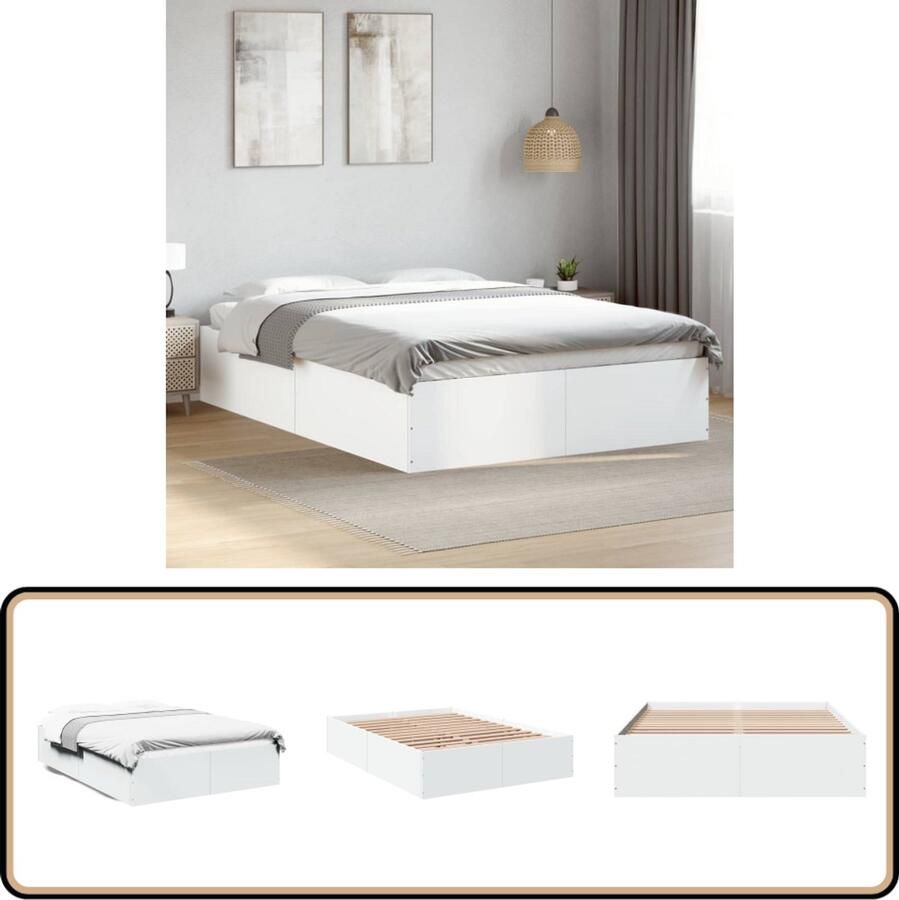 VidaXL Bedframe massief hout wit 120x200 cm