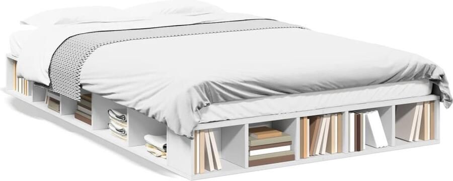 VidaXL -Bedframe-LED-massief-hout-wit-120x200-cm