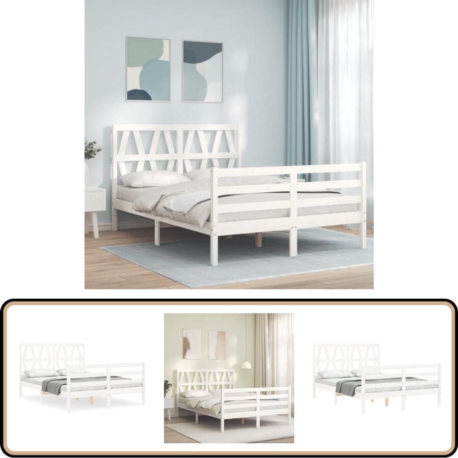 VidaXL Bedframe Massief Hout Wit 120x200 cm Massief Hout Bed Frame Grenenhout Bed Witte Bed Tweepersoons Bed Boxspring Bed Slaapkamer Meubels