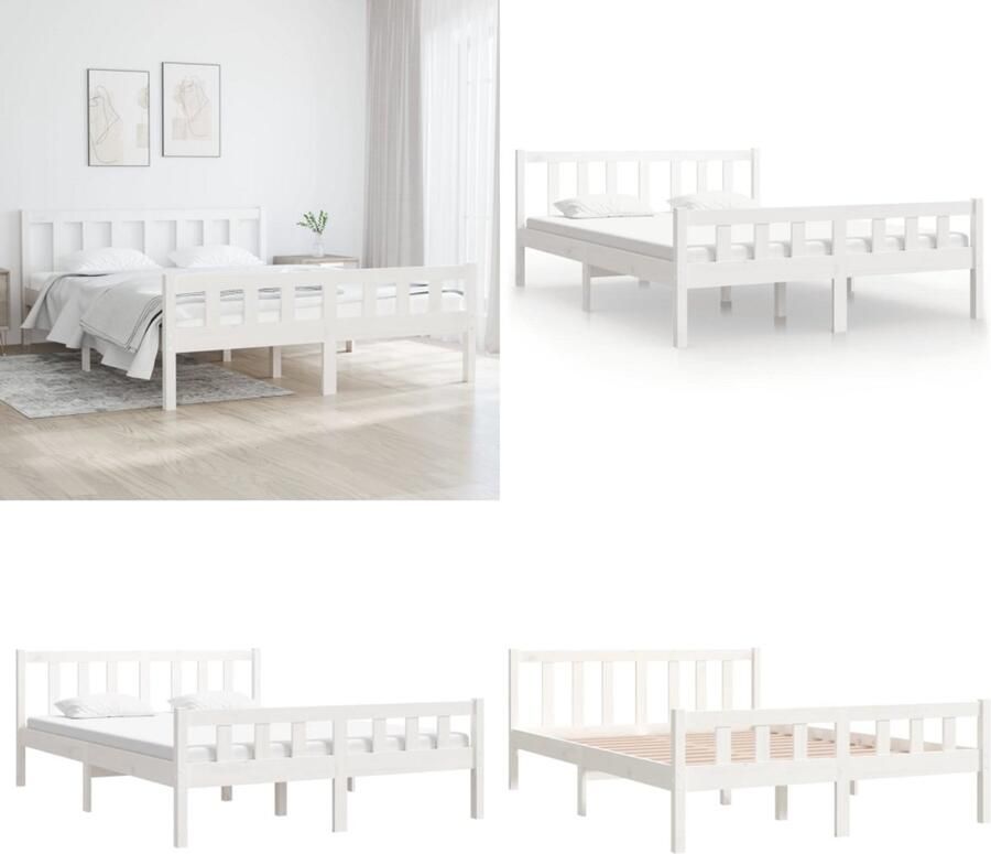 The Living Store Houten Bedframe Classic s Dubbel Bed 135 x 190 cm Wit Houten Bed Frame Dubbele Bed Classic Bed Wit Bed Kopen - Foto 5